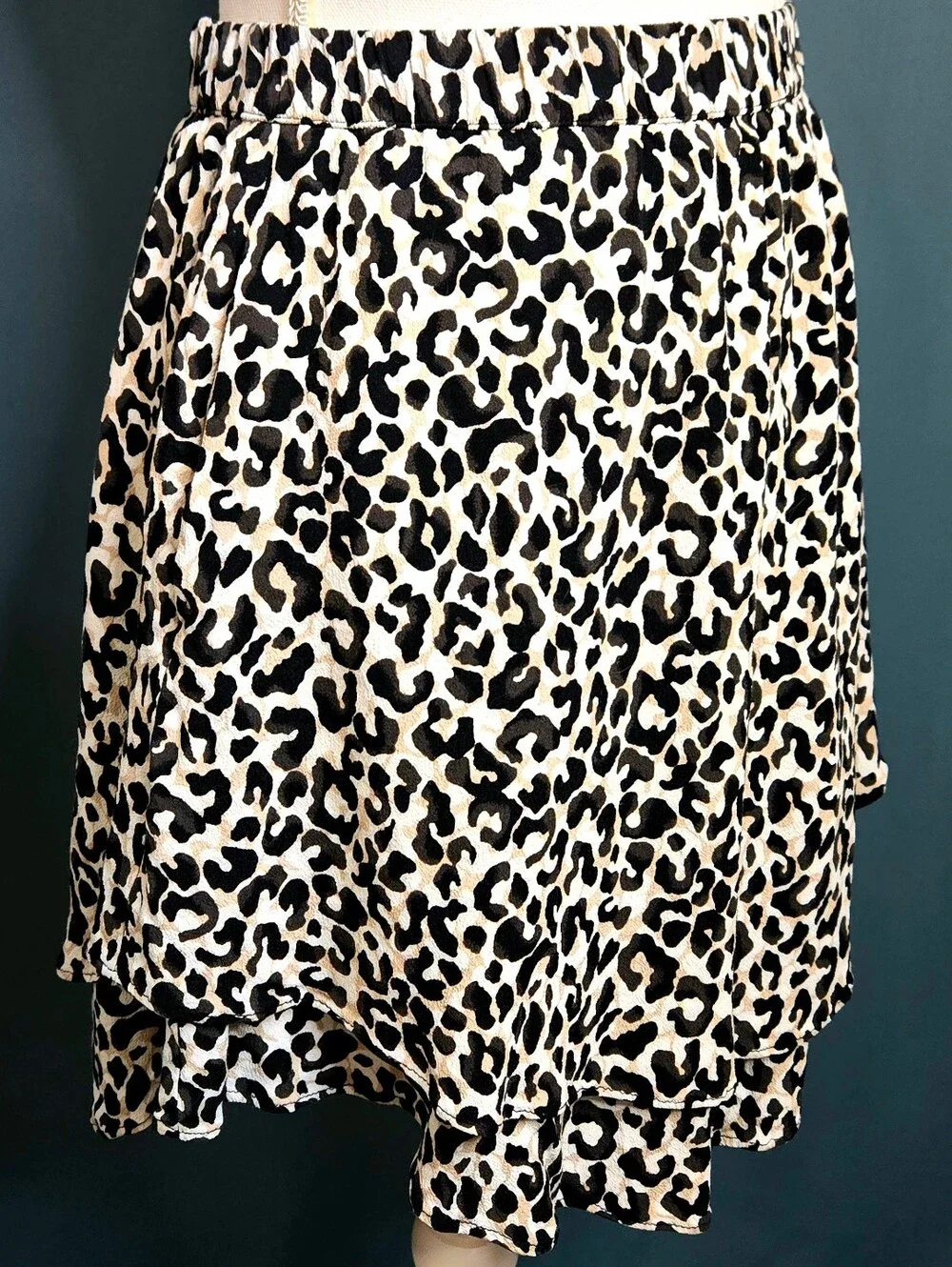 Banana Republic Leopard Cheetah Print Ruffle Tiered Skirt NWOT XS